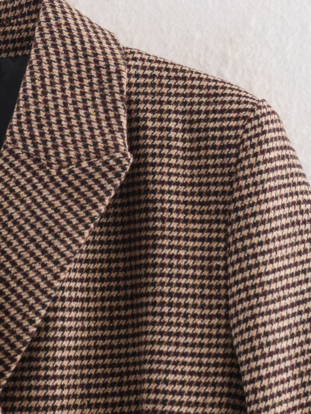 Women's mid length style double breasted Plaid Blazer Coat