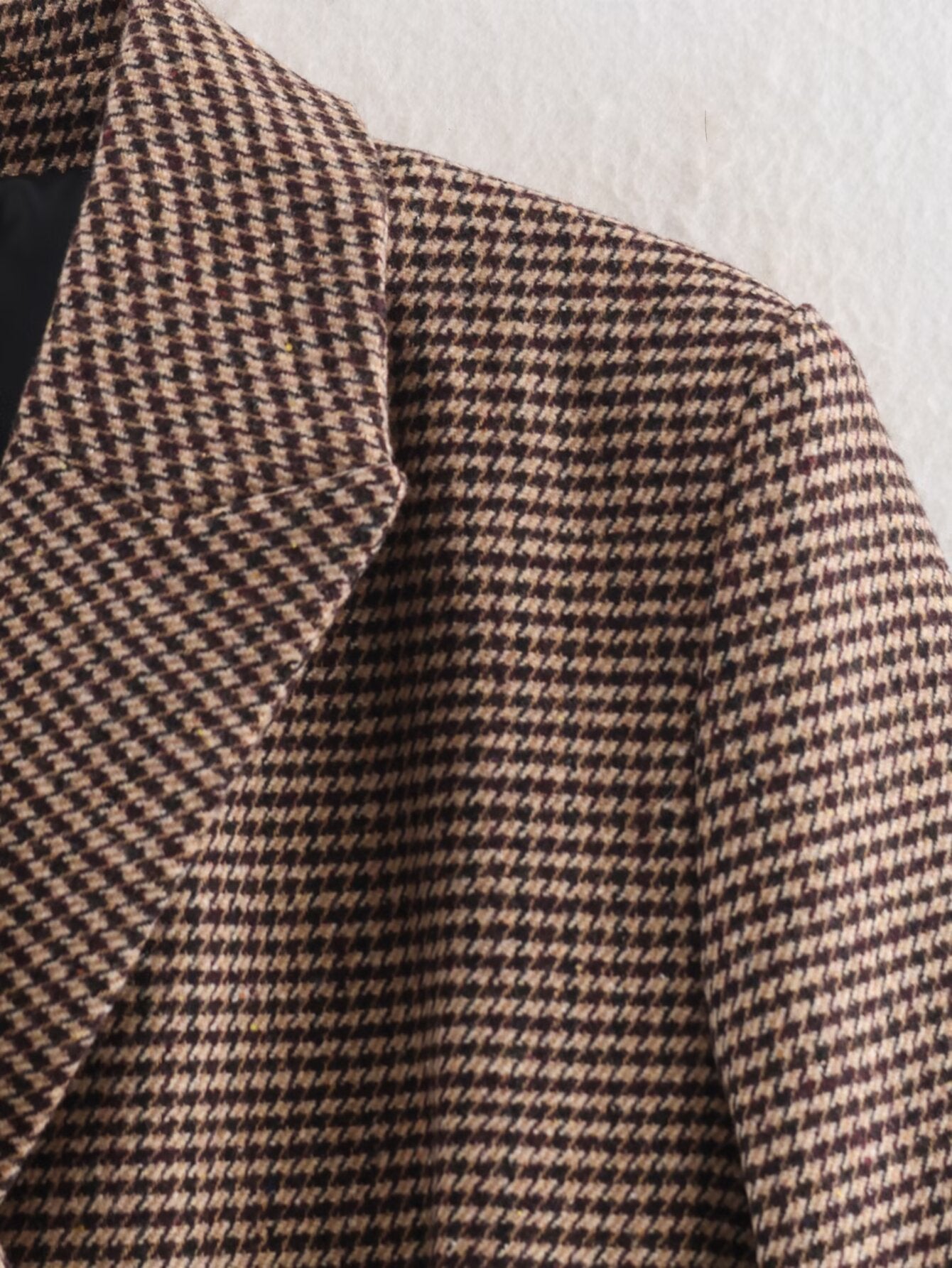 Women's mid length style double breasted Plaid Blazer Coat