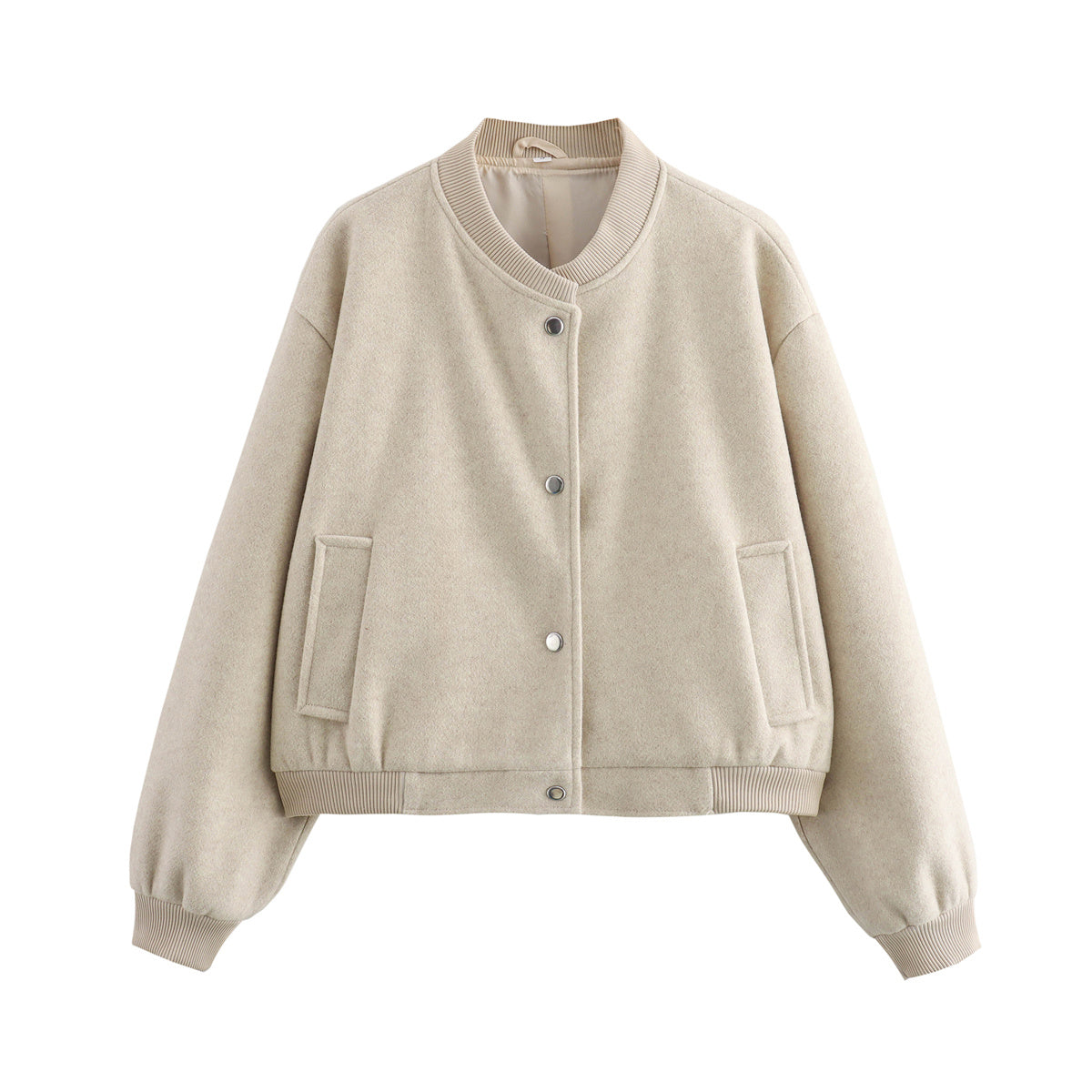 Women's short soft textured woolen jacket Coat