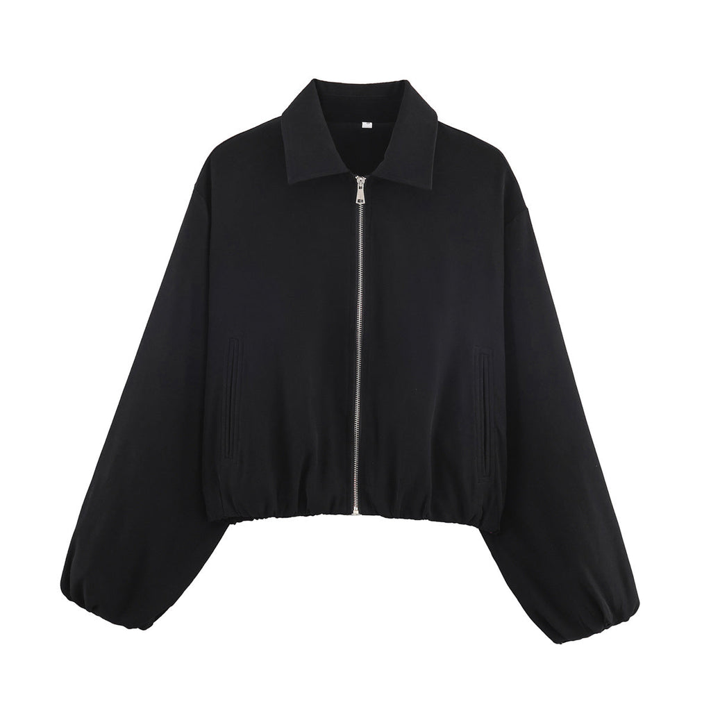 Women's 2025 new fashion puffy hem short zipper jacket Coat