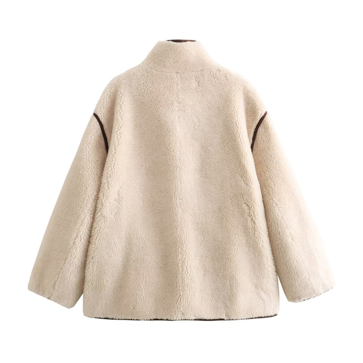 Women's loose standing collar warm fleece Coat