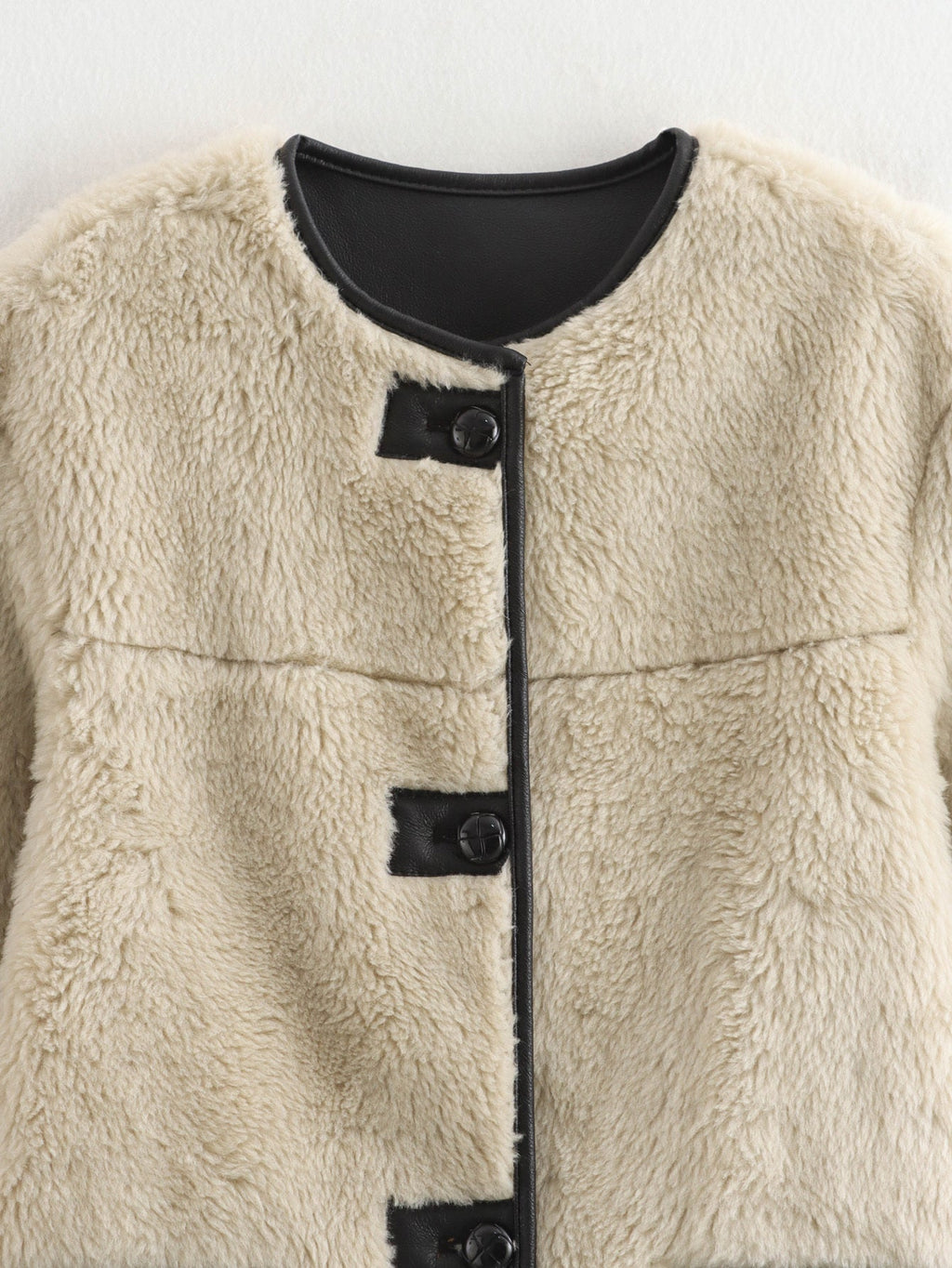 Women's thick warm O Neck Fur Faux Leather Coat
