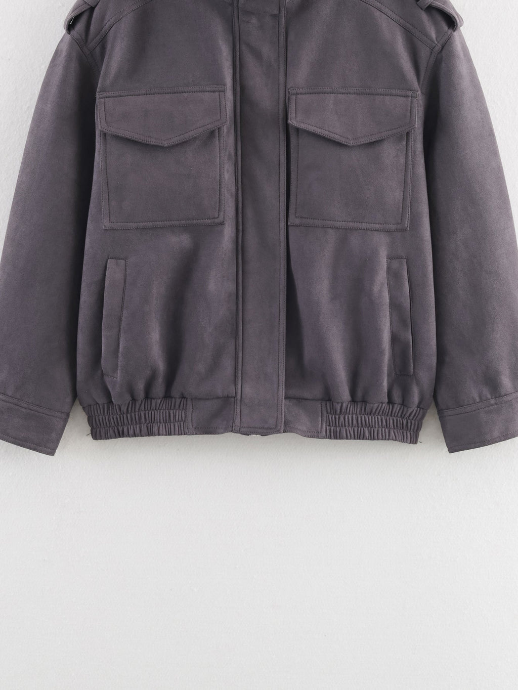 Women's new fashion suede loose stand collar jacket Coat