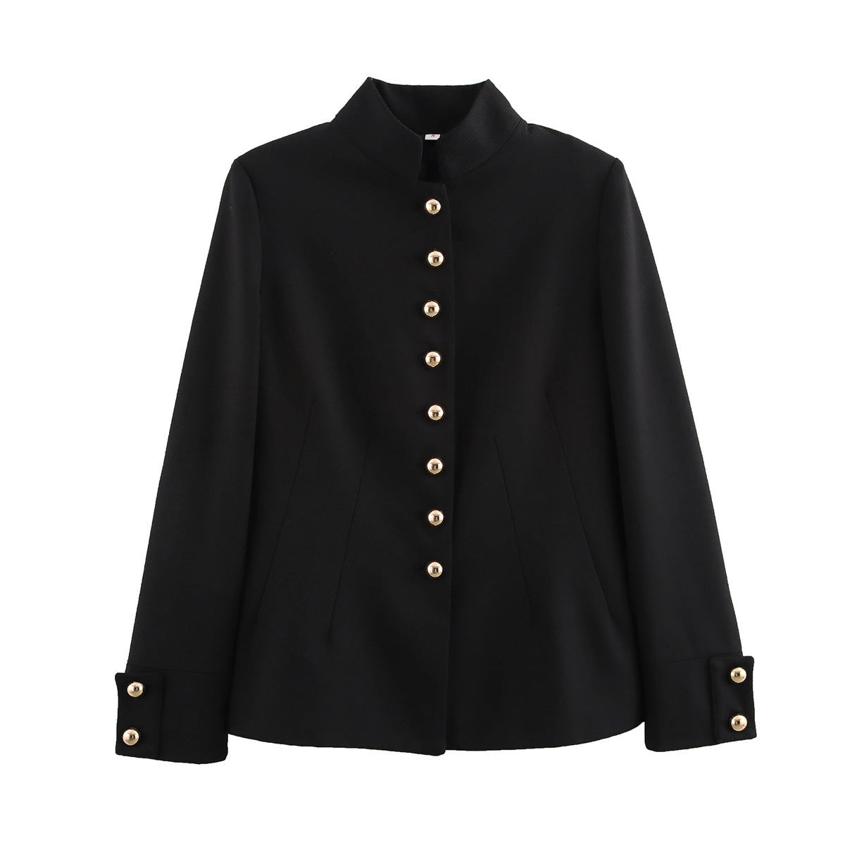 Women's slim single breasted stand collar Blazer Coat