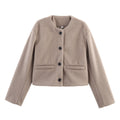 Women's short round neck wool blend Coat
