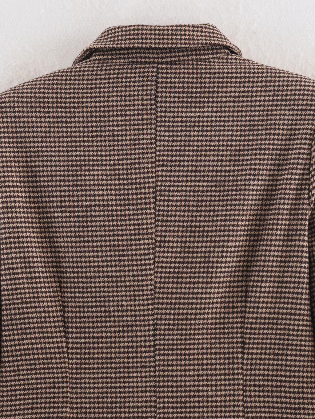 Women's mid length style double breasted Plaid Blazer Coat