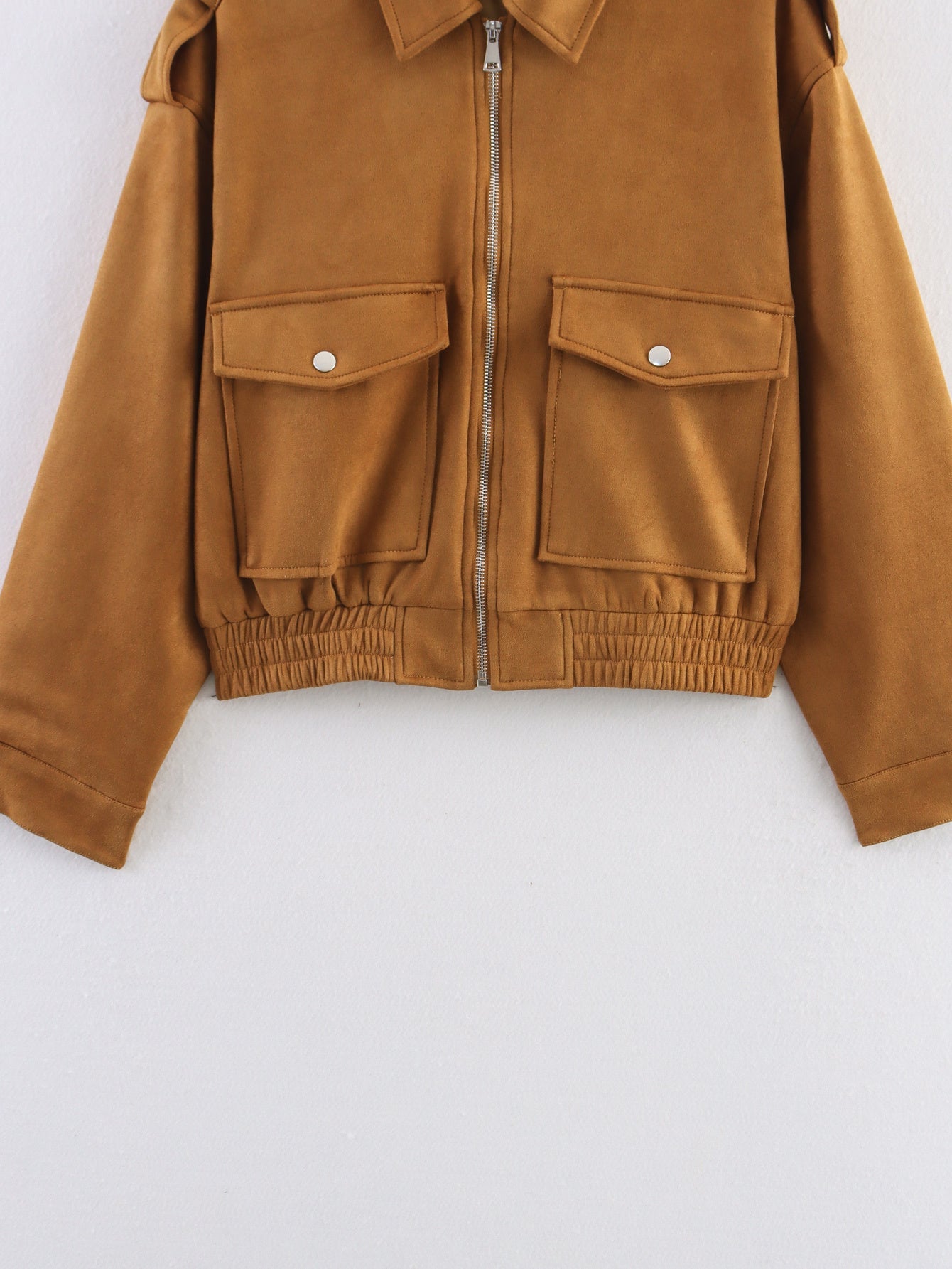 Women's new fashion suede texture loose zipper jacket Coat